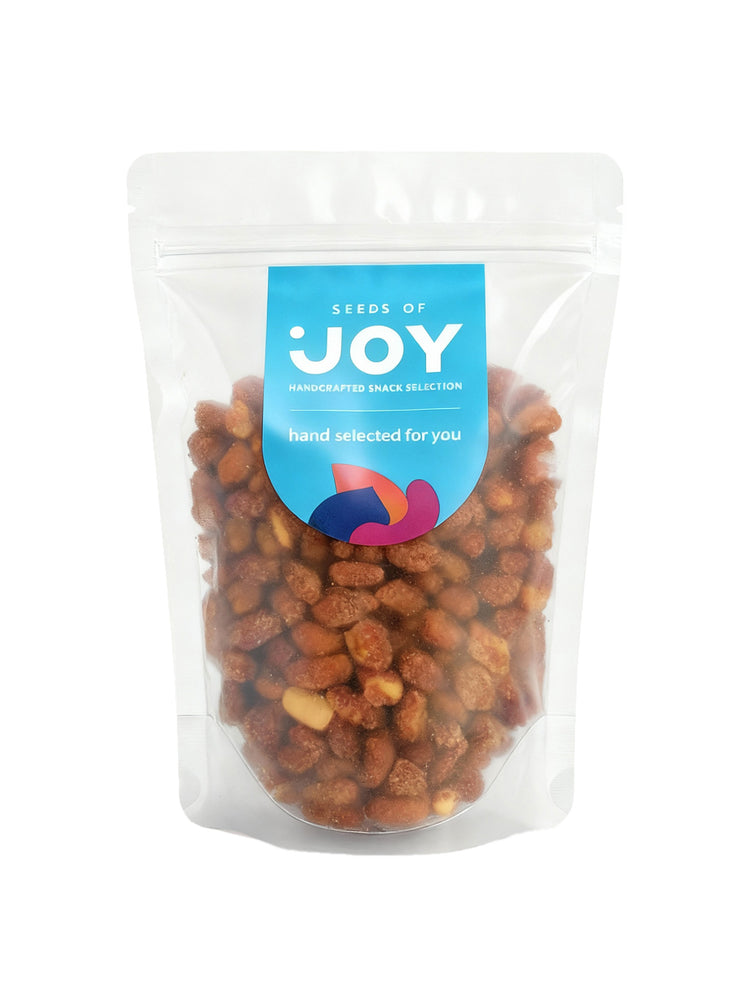 Seeds of Joy Peanuts Cracker front packaging. Hand selected for you