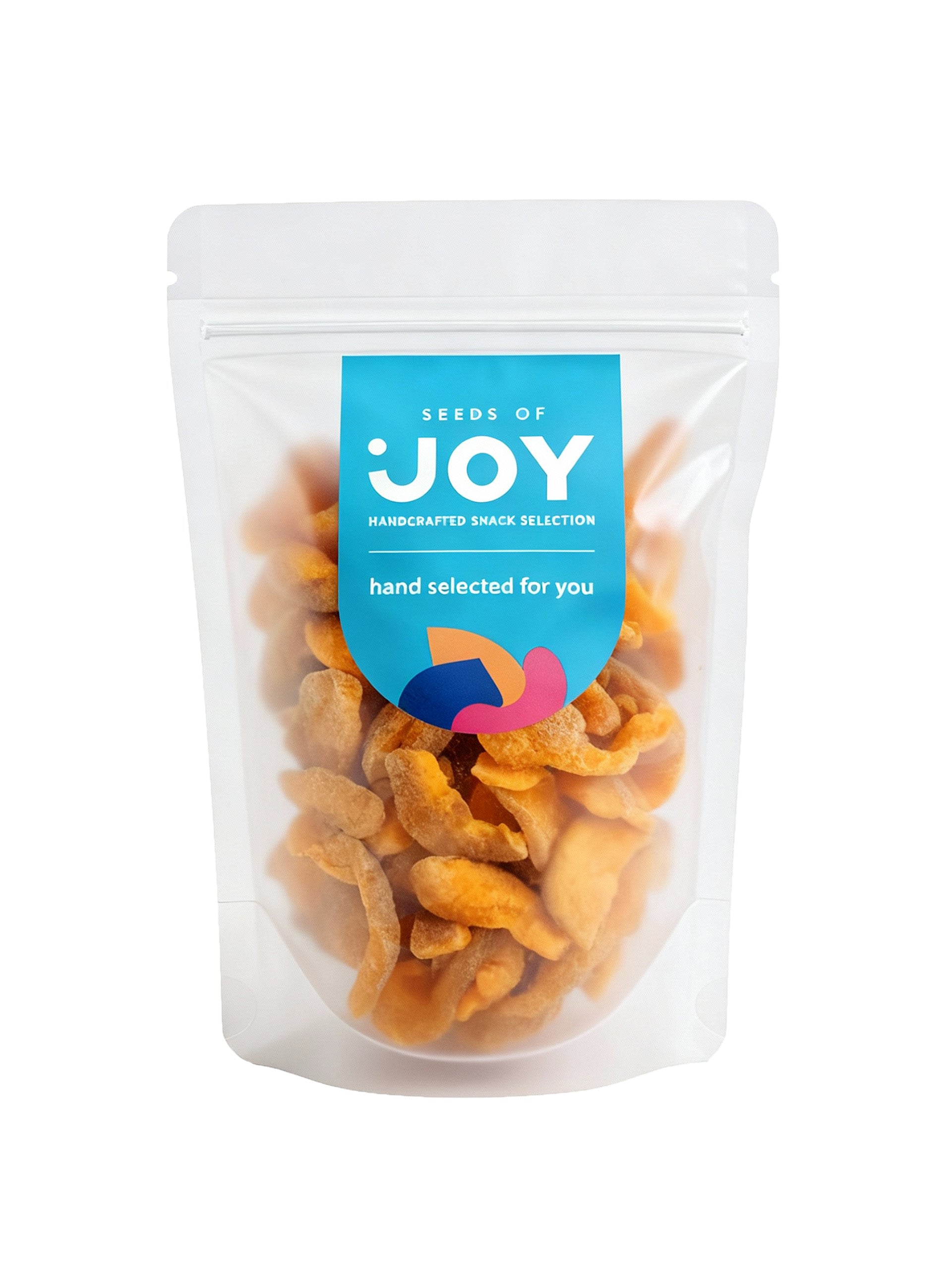 Seeds of Joy Preserved Guava front packaging. Hand selected for you. Ideal for toppings!