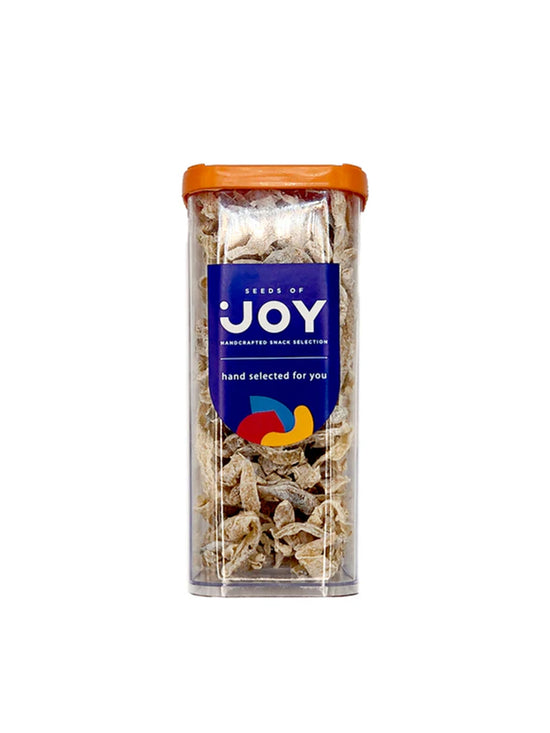 Seeds of Joy Dried Papaya Slices front packaging. Hand selected for you! Enjoy in Singapore!