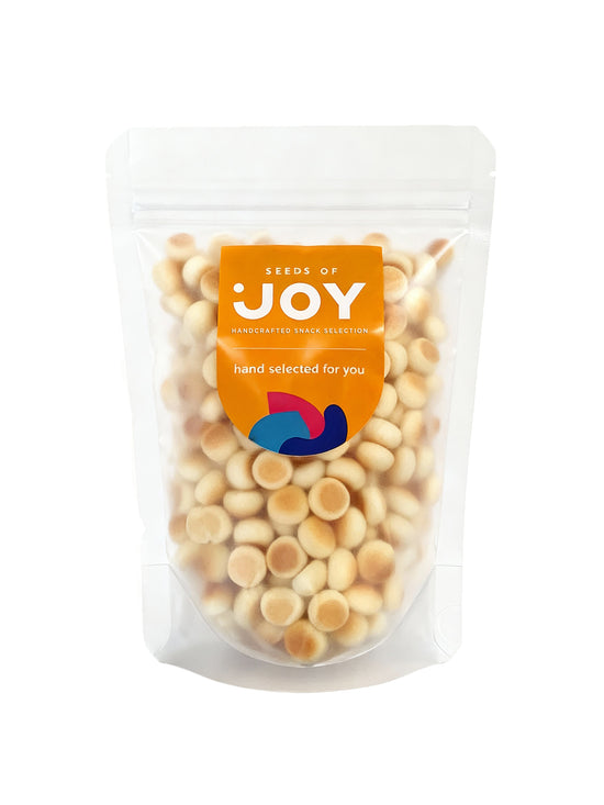 Seeds of Joy Egg Boro Biscuit front packaging. Hand selected for you!