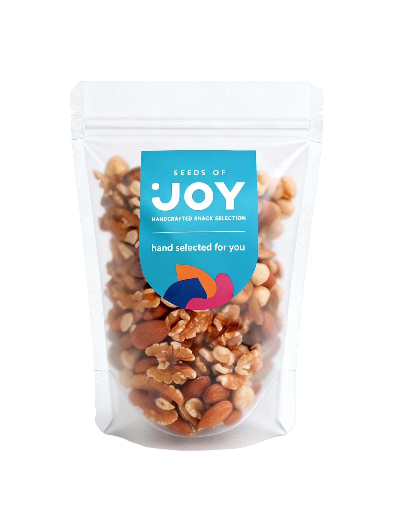 Seeds of Joy Energy Boost Mix front packaging. Hand selected for you