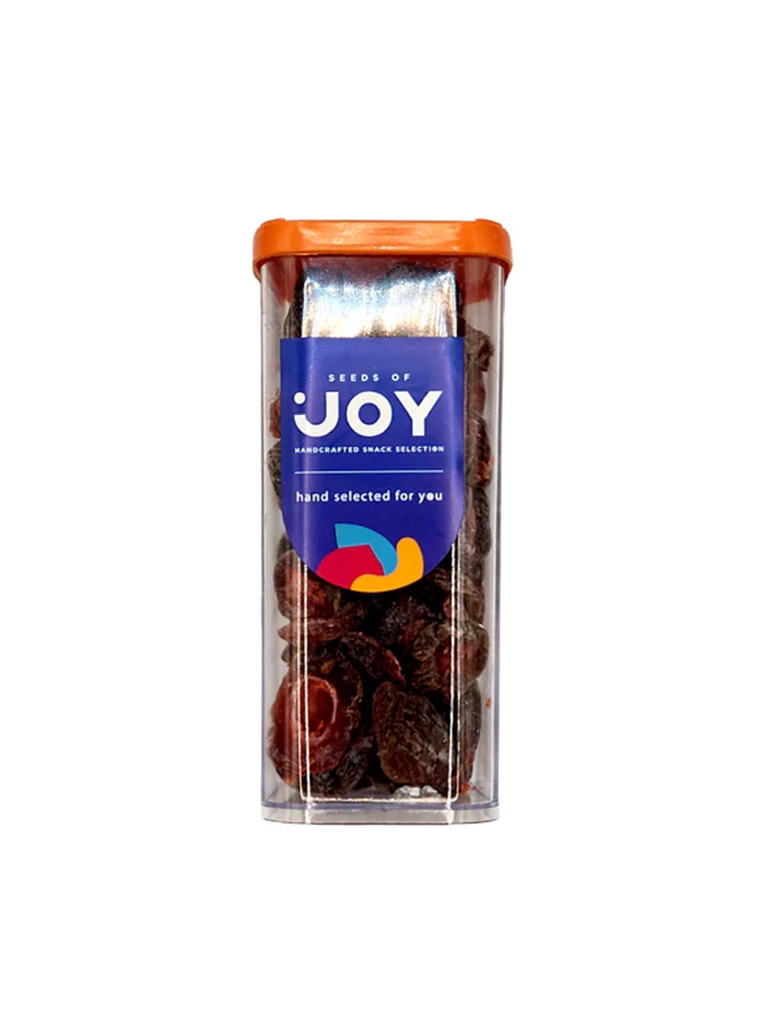 Seeds of Joy Juicy Peach front packaging. Hand selected for you. Premium and perfect for snacking!
