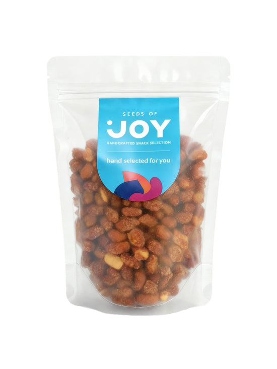 Seeds of Joy Peanuts Cracker front packaging. Hand selected for you