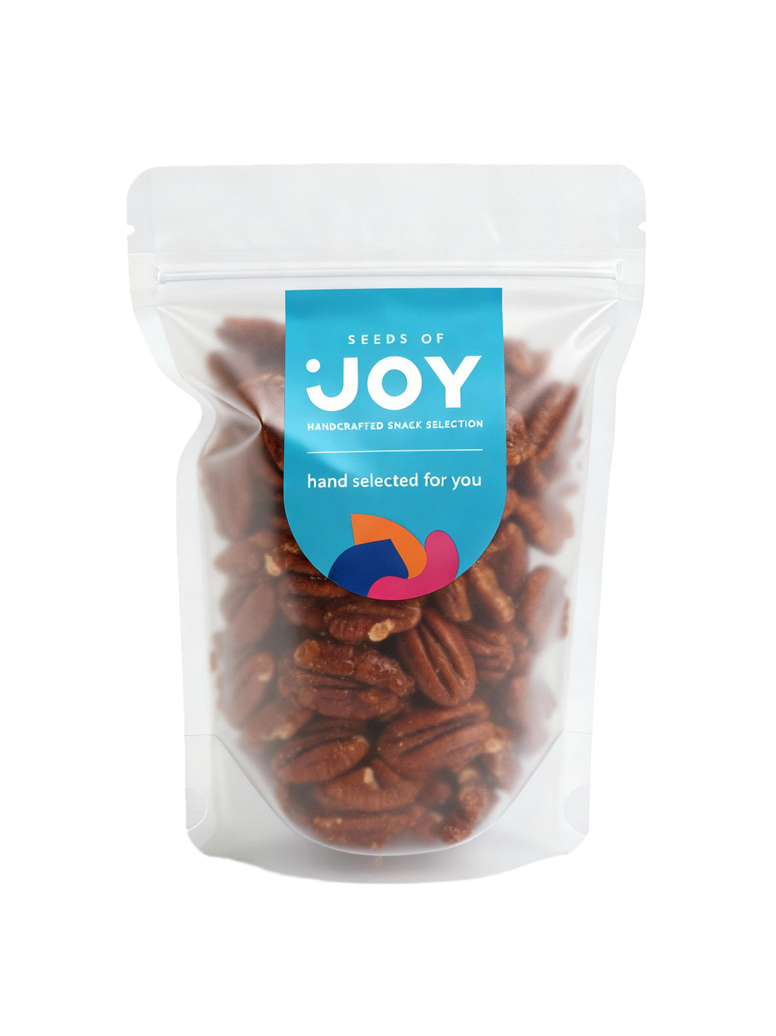 Seeds of Joy Pecans Honey front Packaging. Hand selected for you. Shop Now!
