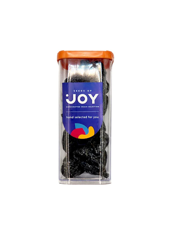 Seeds of Joy Seedless Plums front packaging. Hand selected for you.