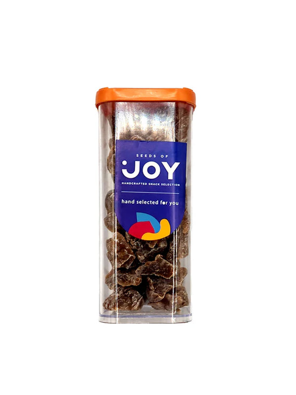 Seeds of Joy Sweet Sour Plums front packaging. Hand selected for you!